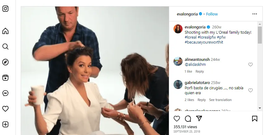 L'Oréal and Eva Longoria - Instagram