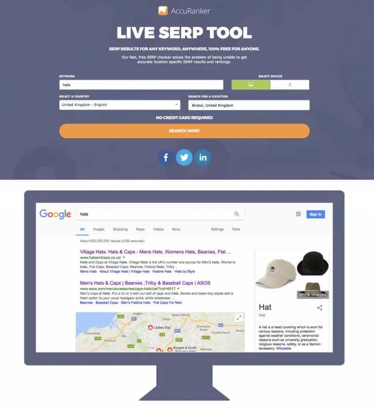 Accuranker Live SERP Tool on Desktop & Mobile